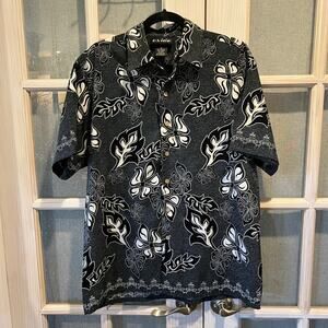 Vintage Oxide Black/White Hawaiian Shirt, Size Medium